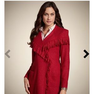Beautiful Chico’s Boiled Red Fringe Jacket/Coat